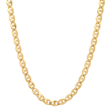 6MM Solid Diamond-Cut Mariner Chain in polished yellow gold