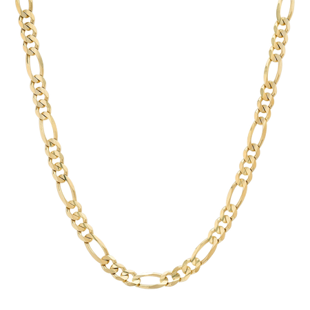 6MM Solid Plain Figaro Chain in polished yellow gold