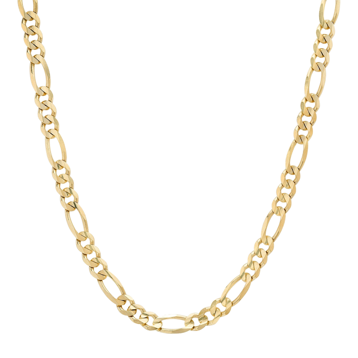 6MM Solid Plain Figaro Chain in polished yellow gold