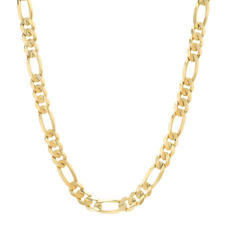 7.5MM Solid Plain Figaro Chain in polished yellow gold