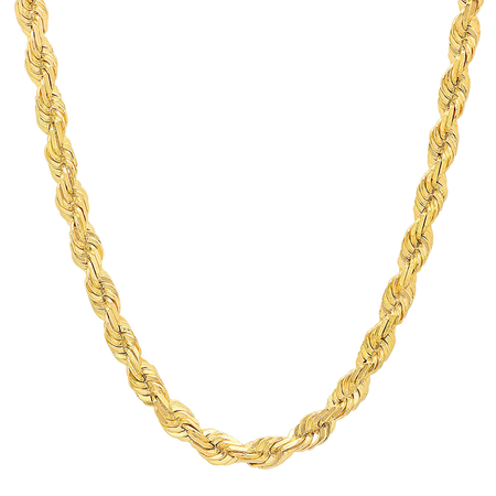 7MM Solid Diamond-Cut Rope Chain in polished yellow gold