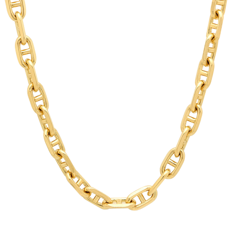 8MM Solid Alternating Mariner Chain in polished yellow gold