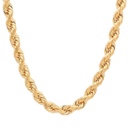8MM Solid Diamond-Cut Rope Chain in polished yellow gold