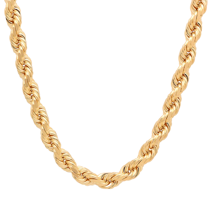 8MM Solid Diamond-Cut Rope Chain in polished yellow gold