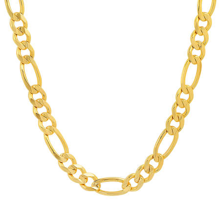 8MM Solid Plain Figaro Chain in polished yellow gold