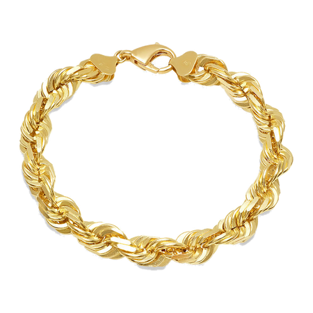 10MM Solid Diamond-Cut Rope Bracelet — yellow gold