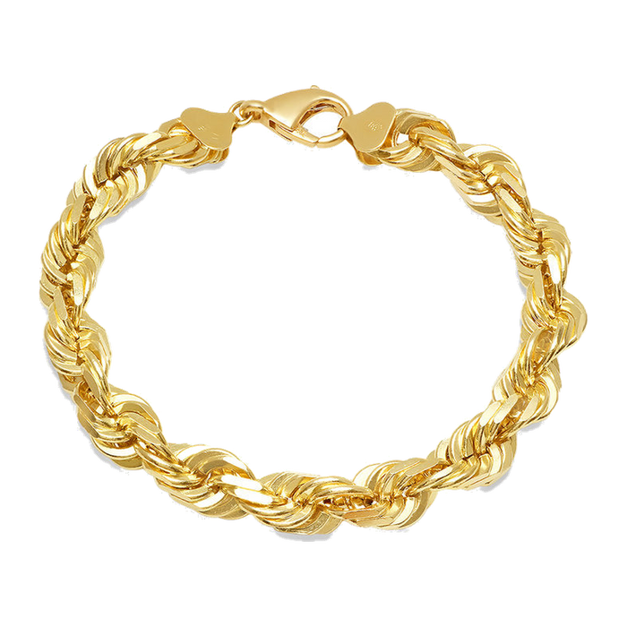 10MM Solid Diamond-Cut Rope Bracelet — yellow gold