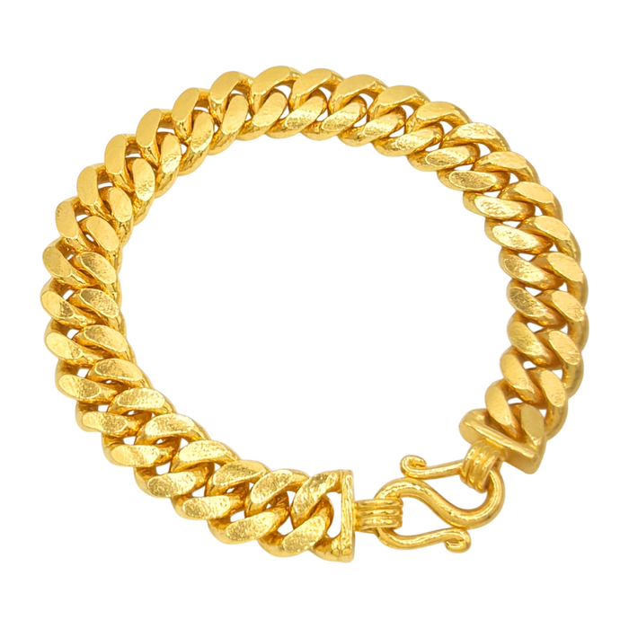 10MM Solid Flat Cuban Link Bracelet — yellow gold