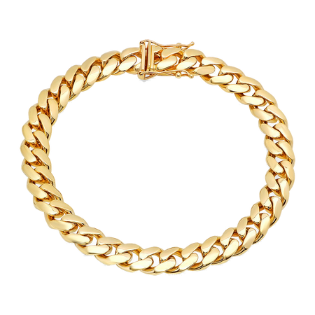 10MM Solid Miami Cuban Link Bracelet — yellow gold
