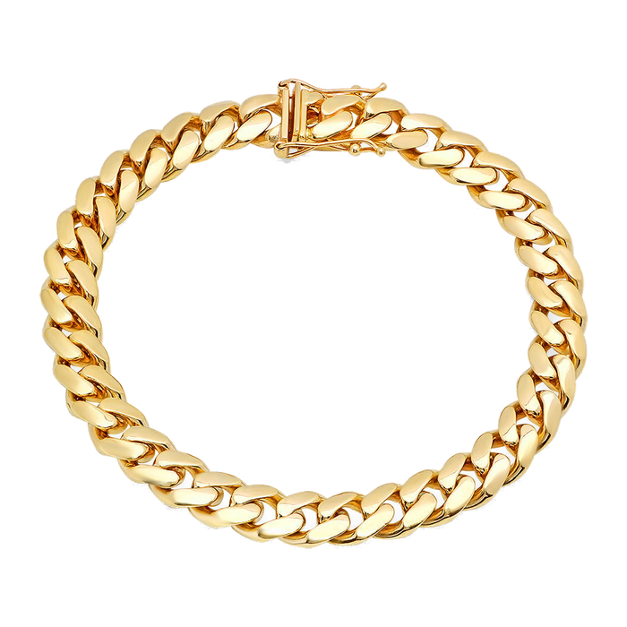 10MM Solid Miami Cuban Link Bracelet — yellow gold