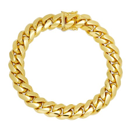 11.5MM Solid Miami Cuban Link Bracelet — yellow gold