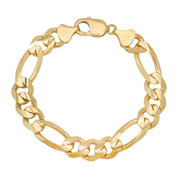 11MM Solid Figaro Bracelet — yellow gold