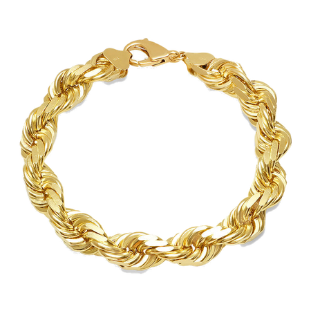 12MM Solid Diamond-Cut Rope Bracelet — yellow gold