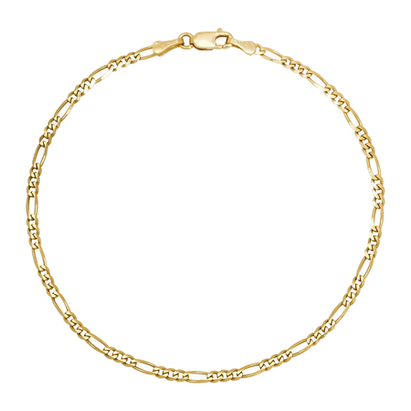 2.5MM Solid Figaro Bracelet — yellow gold