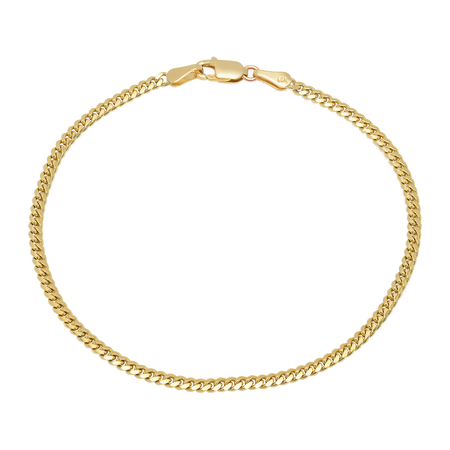 2.5MM Solid Miami Cuban Link Bracelet — yellow gold