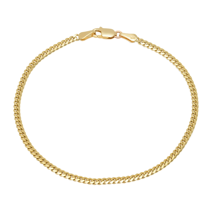 2.5MM Solid Miami Cuban Link Bracelet — yellow gold