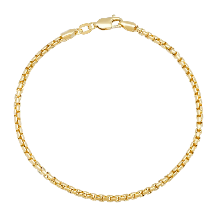 2.5MM Solid Rounded Box Bracelet — yellow gold