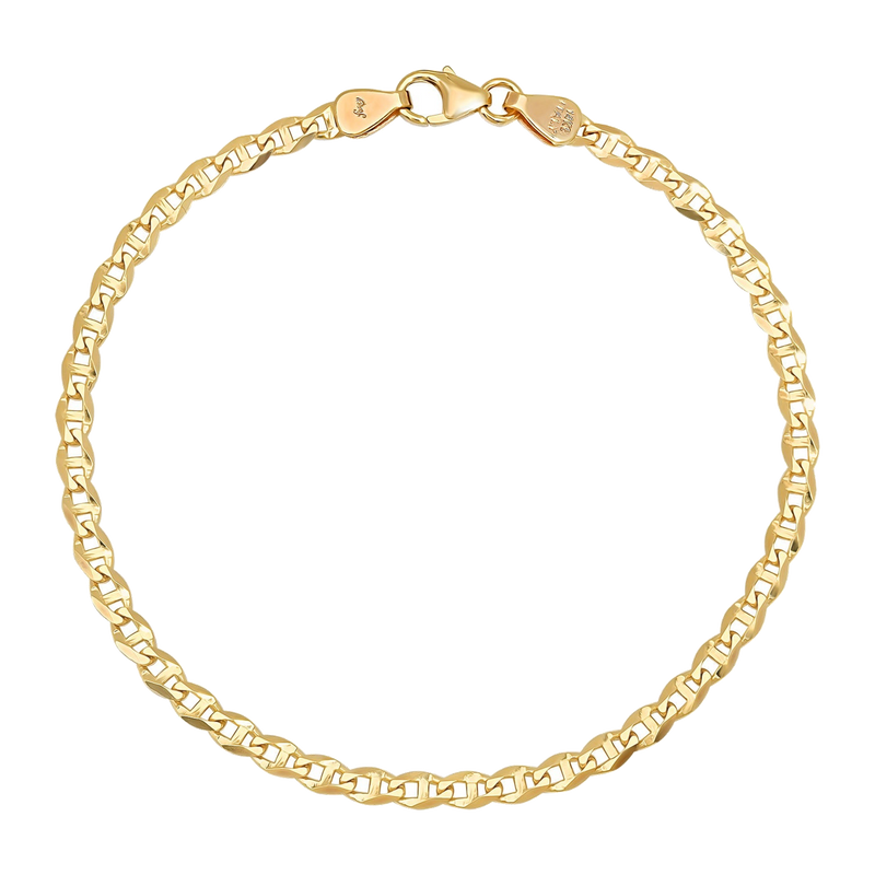 3MM Solid Diamond-Cut Mariner Bracelet