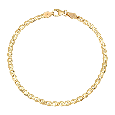 3MM Solid Diamond-Cut Mariner Bracelet — yellow gold