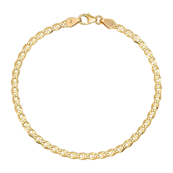 3MM Solid Diamond-Cut Mariner Bracelet — yellow gold