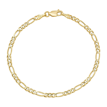 3MM Solid Figaro Bracelet — yellow gold