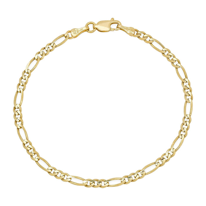 3MM Solid Figaro Bracelet — yellow gold