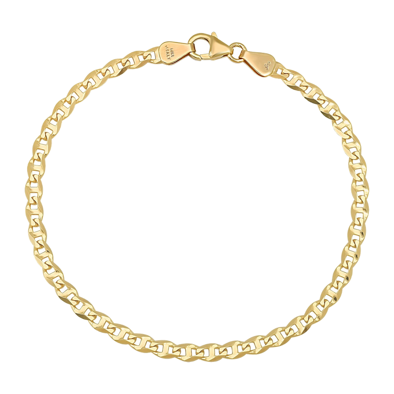 4.5MM Solid Diamond-Cut Mariner Bracelet