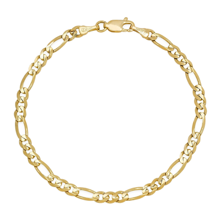 4MM Solid Figaro Bracelet — yellow gold