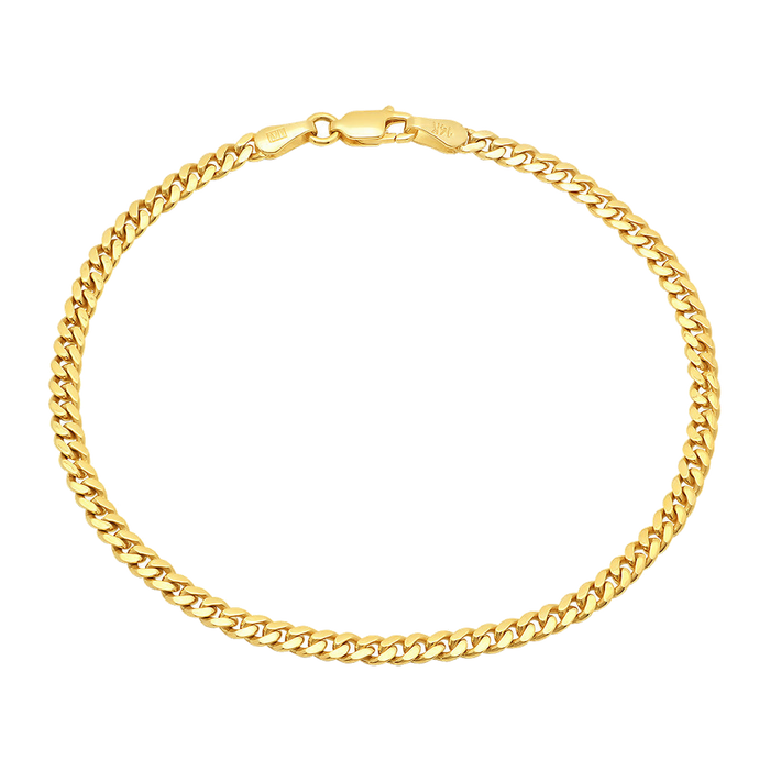 4MM Solid Miami Cuban Link Bracelet — yellow gold