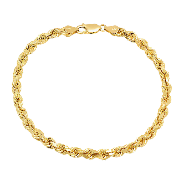 5MM Solid Diamond-Cut Rope Bracelet — yellow gold