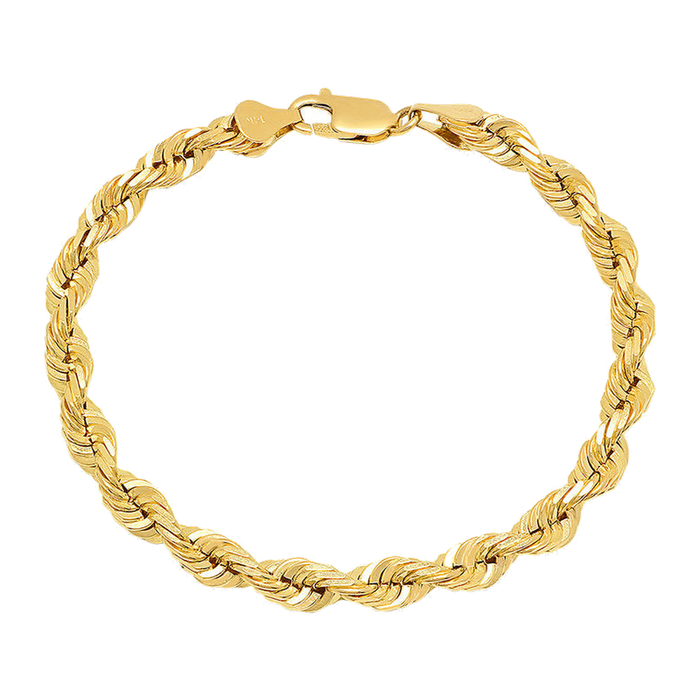 6MM Solid Diamond-Cut Rope Bracelet — yellow gold