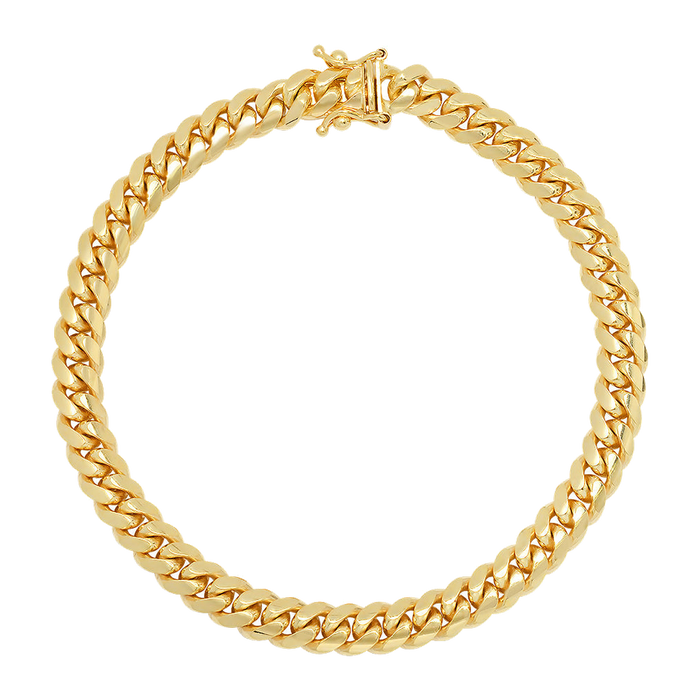 6MM Solid Miami Cuban Link Bracelet — yellow gold