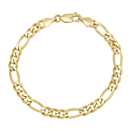 7.5MM Solid Figaro Bracelet — yellow gold