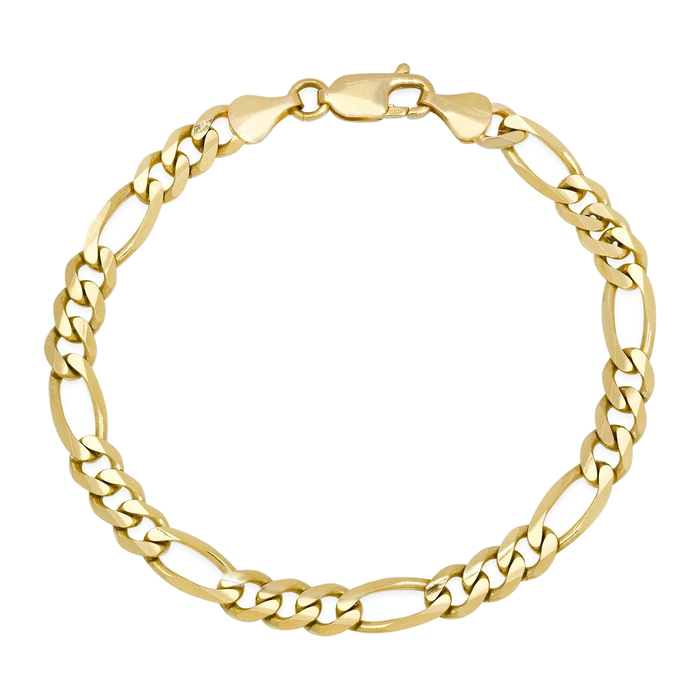 7.5MM Solid Figaro Bracelet — yellow gold