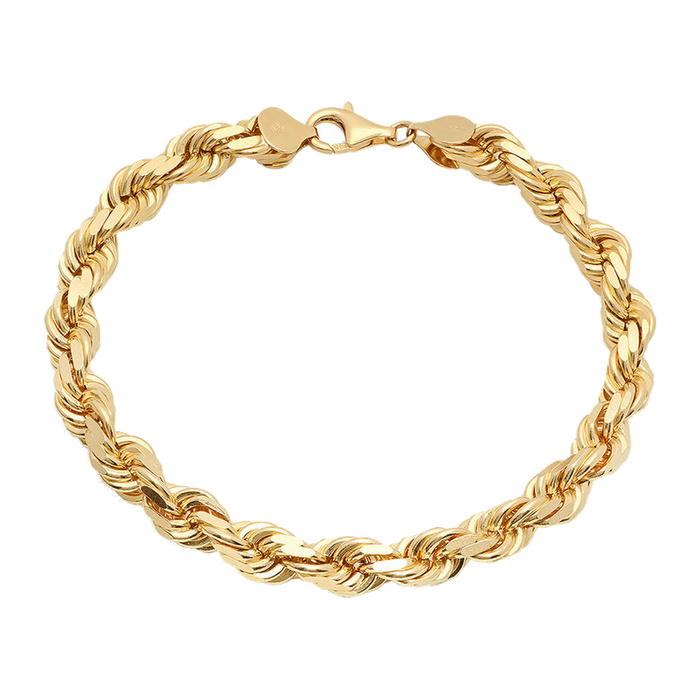 7MM Solid Diamond-Cut Rope Bracelet — yellow gold
