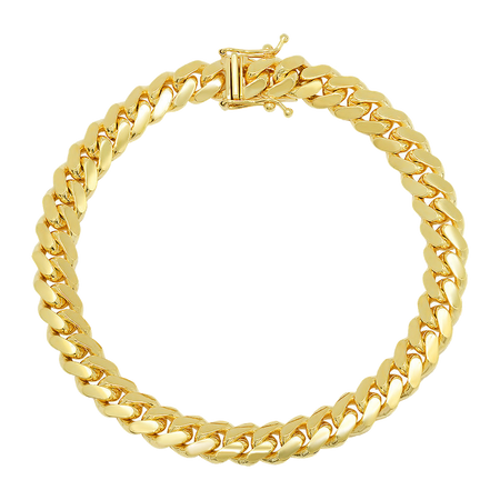7MM Solid Miami Cuban Link Bracelet — yellow gold