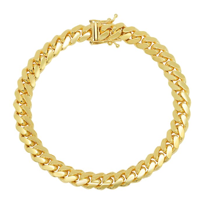 7MM Solid Miami Cuban Link Bracelet — yellow gold
