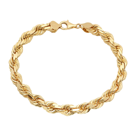 8MM Solid Diamond-Cut Rope Bracelet — yellow gold