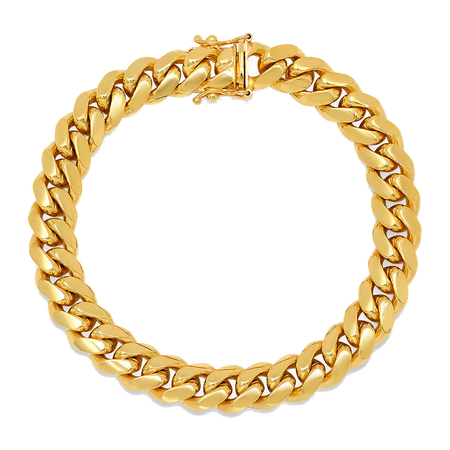 9MM Solid Miami Cuban Link Bracelet — yellow gold