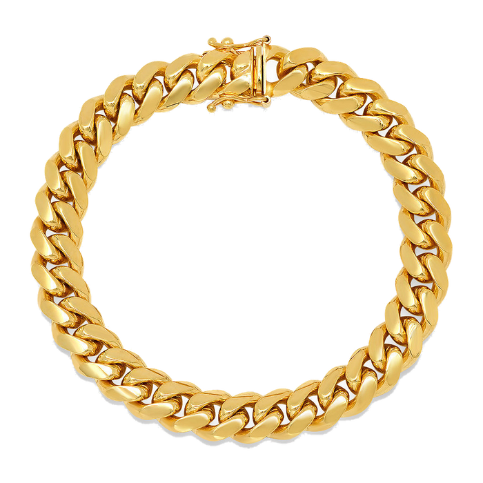 9MM Solid Miami Cuban Link Bracelet — yellow gold
