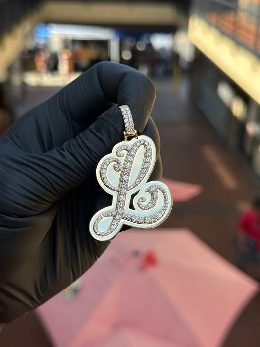 Cursive "L" Diamond Pendant alternate view