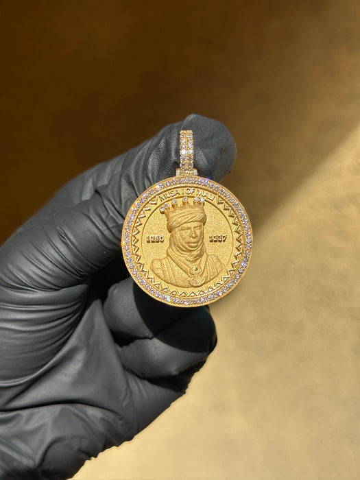 Double-Sided Musa of Mali and Ethiopian Lion of Judah Diamond Circular Pendant
