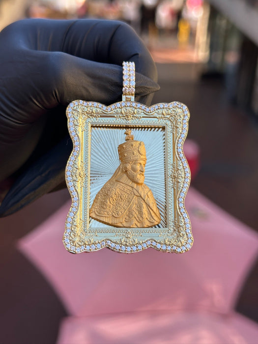 Haile Selassie Diamond Portrait Pendant