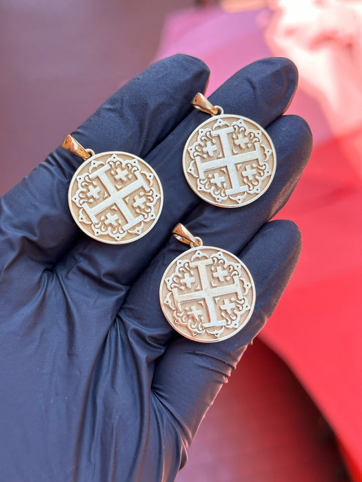 Jerusalem Cross Circular Pendant