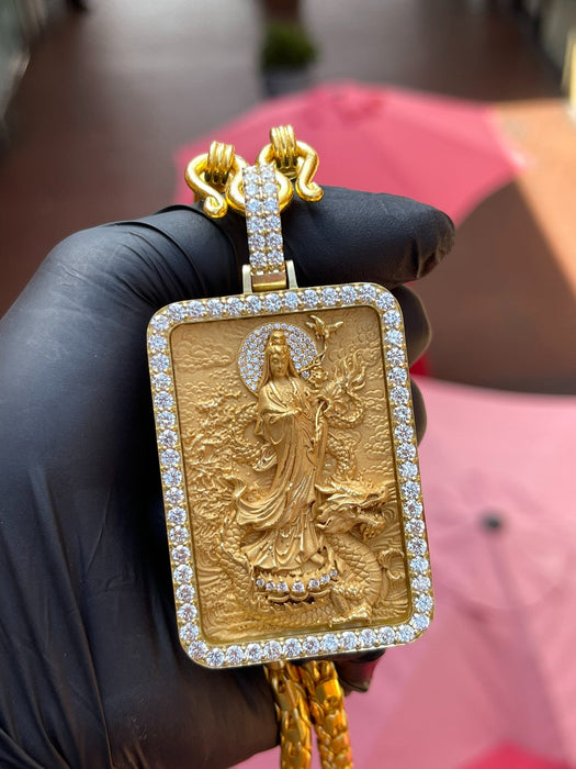 Lady Buddha (Guan Yin) Diamond Framed Pendant