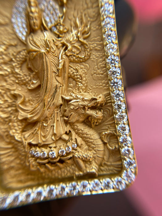 Lady Buddha (Guan Yin) Diamond Framed Pendant alternate view