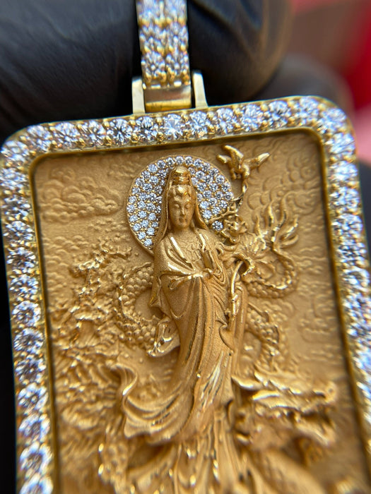 Lady Buddha (Guan Yin) Diamond Framed Pendant alternate view
