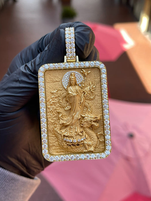 Lady Buddha (Guan Yin) Diamond Framed Pendant alternate view