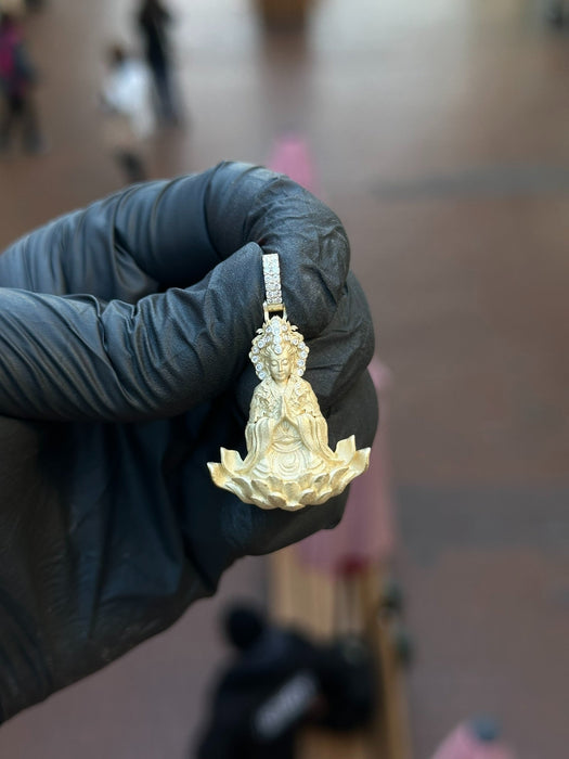 Lady Buddha (Guan Yin) Partial Diamond Pendant alternate view