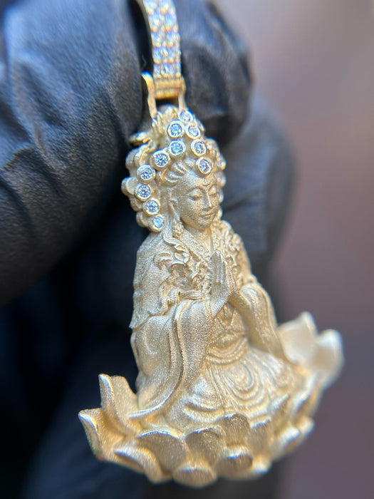 Lady Buddha (Guan Yin) Partial Diamond Pendant alternate view